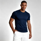 Crew Neck Athletic T-Shirt Contrast Panel for Men