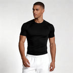 Crew Neck Athletic T-Shirt Contrast Panel for Men