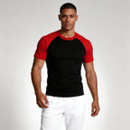 Crew Neck Athletic T-Shirt Contrast Panel for Men