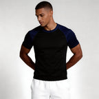 Crew Neck Athletic T-Shirt Contrast Panel for Men