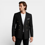 Double Breasted Suit Jacket Peak Lapel Regular Fit for Men