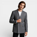 Double Breasted Suit Jacket Peak Lapel Regular Fit for Men