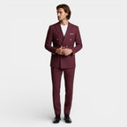 Double Breasted Suit Jacket Peak Lapel Regular Fit for Men