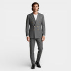 Double Breasted Suit Jacket Peak Lapel Regular Fit for Men