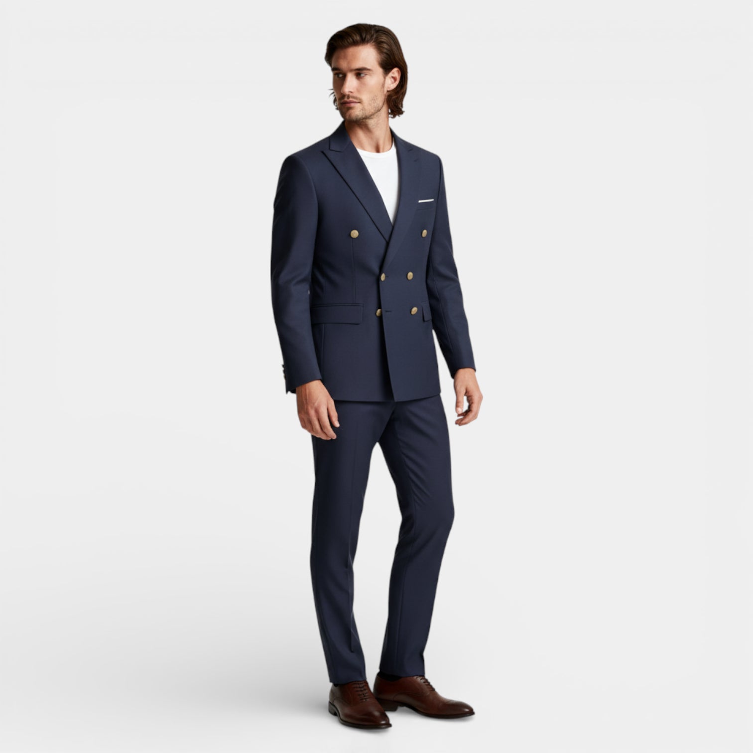 Double Breasted Suit Jacket Peak Lapel Regular Fit for Men