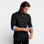 Long Sleeve Button-Up Shirt Contrast Cuff for Men