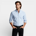 Long Sleeve Button-Up Shirt Contrast Cuff for Men