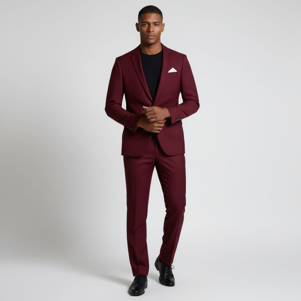 Single Button Blazer Tailored Trousers Suit Set for Men