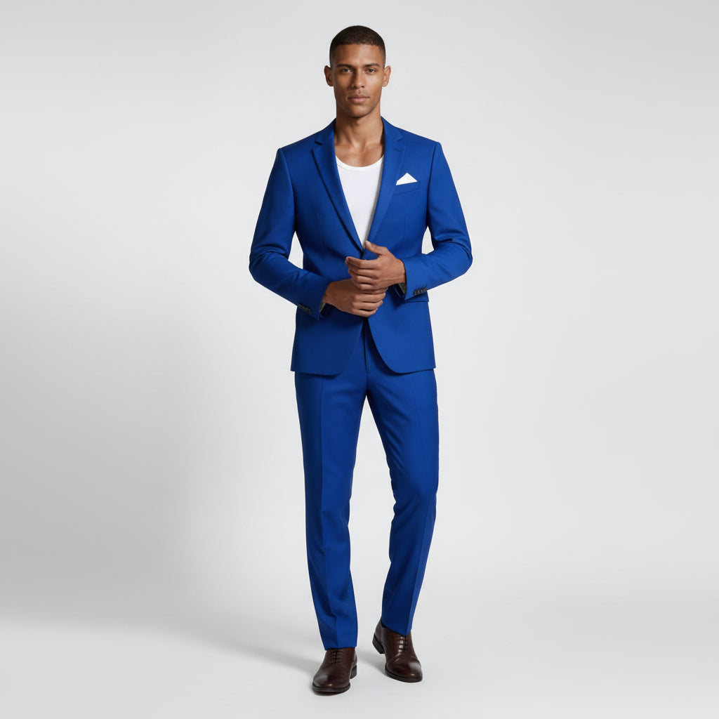 Single Button Blazer Tailored Trousers Suit Set for Men
