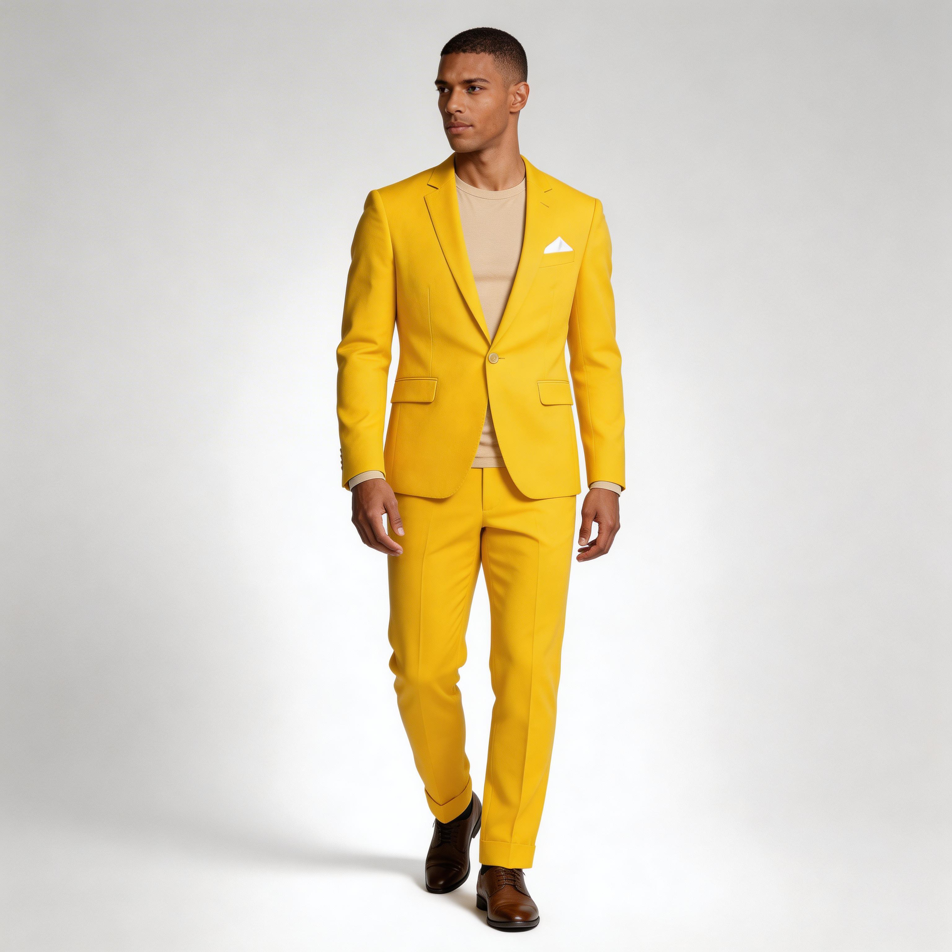 Single Button Blazer Tailored Trousers Suit Set for Men