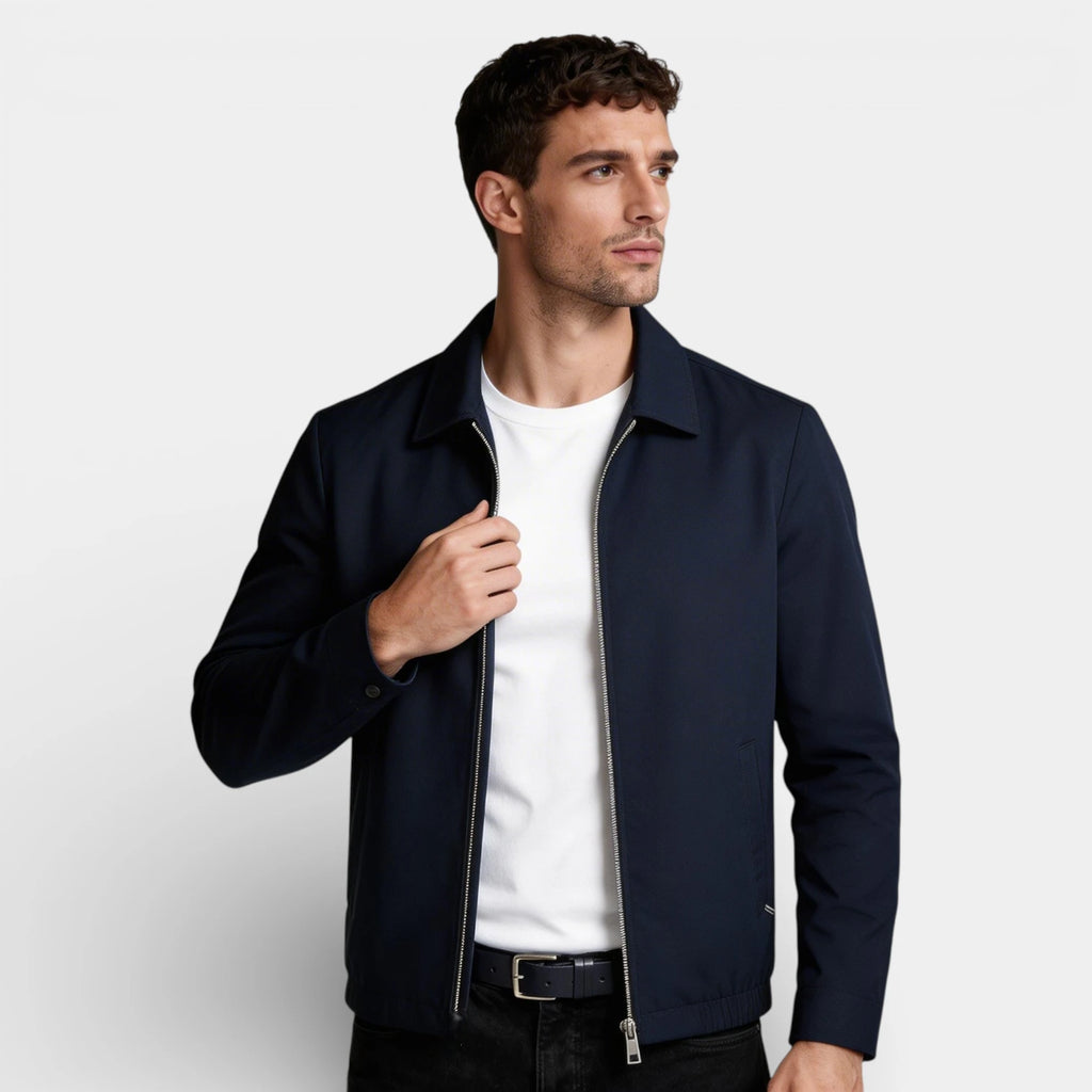 Polo Collar Zip-Up Jacket Regular Fit for Men
