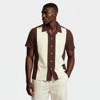 Short Sleeve Button-Up Panel Shirt Regular Fit for Men