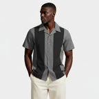 Short Sleeve Button-Up Panel Shirt Regular Fit for Men