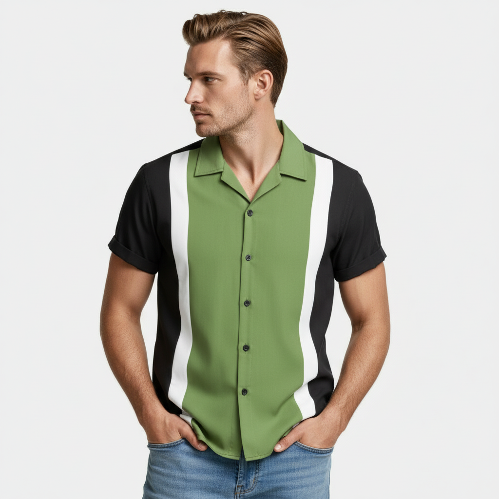 Short Sleeve Camp Collar Button-Up Shirt for Men