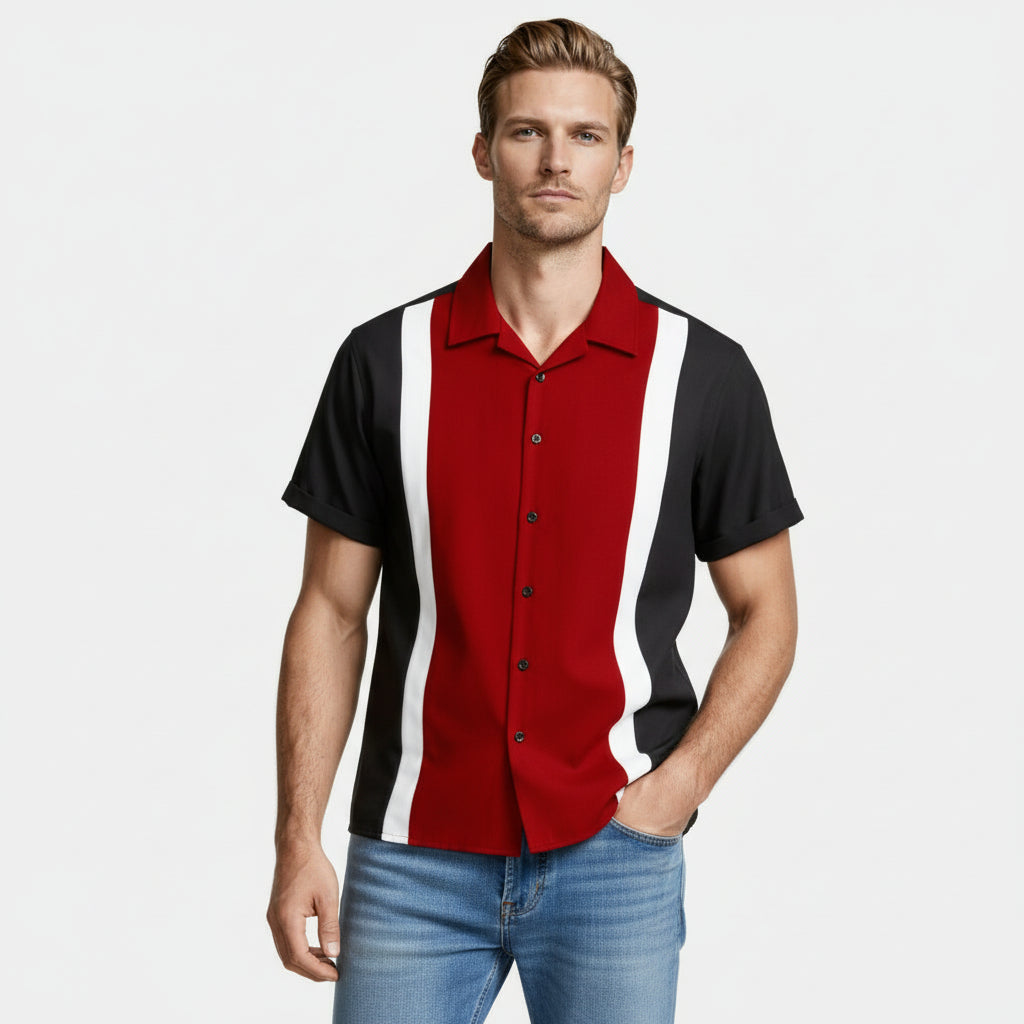 Short Sleeve Camp Collar Button-Up Shirt for Men