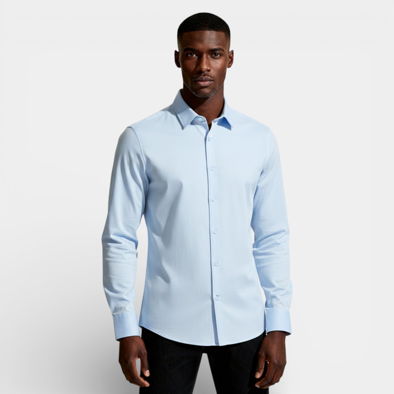 Slim Fit Long Sleeve Button-Up Shirt for Men