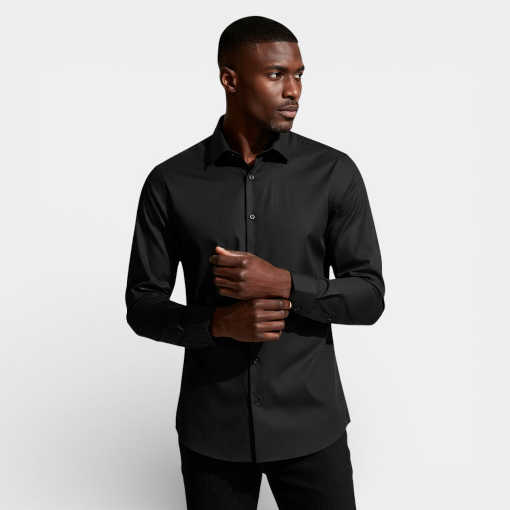 Slim Fit Long Sleeve Button-Up Shirt for Men