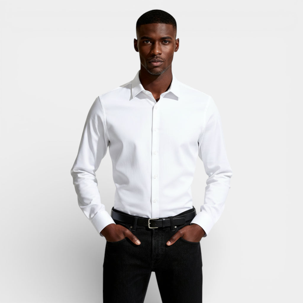 Slim Fit Long Sleeve Button-Up Shirt for Men