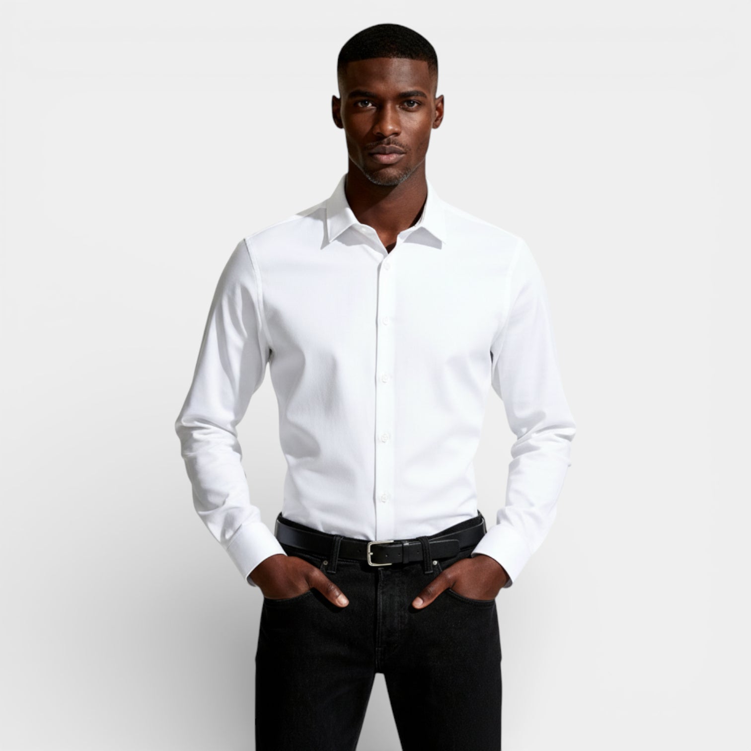 Slim Fit Long Sleeve Button-Up Shirt for Men