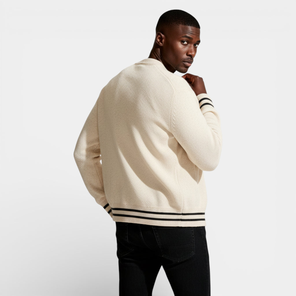 V-Neck Button-Up Knit Cardigan Regular Fit for Men