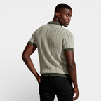 Short Sleeve Knit Polo Shirt Button-Up Regular Fit for Men