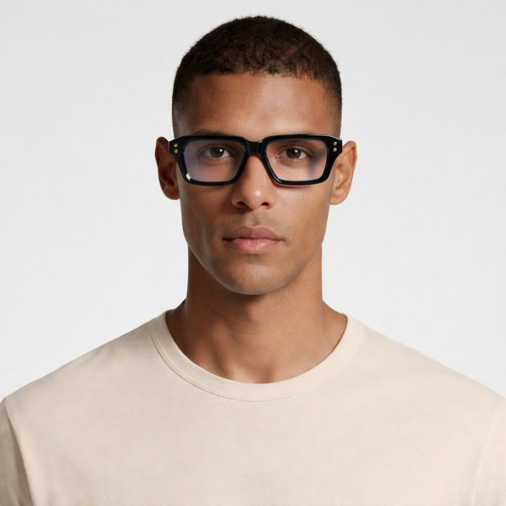 Square Frame Sunglasses Gold Detail for Men
