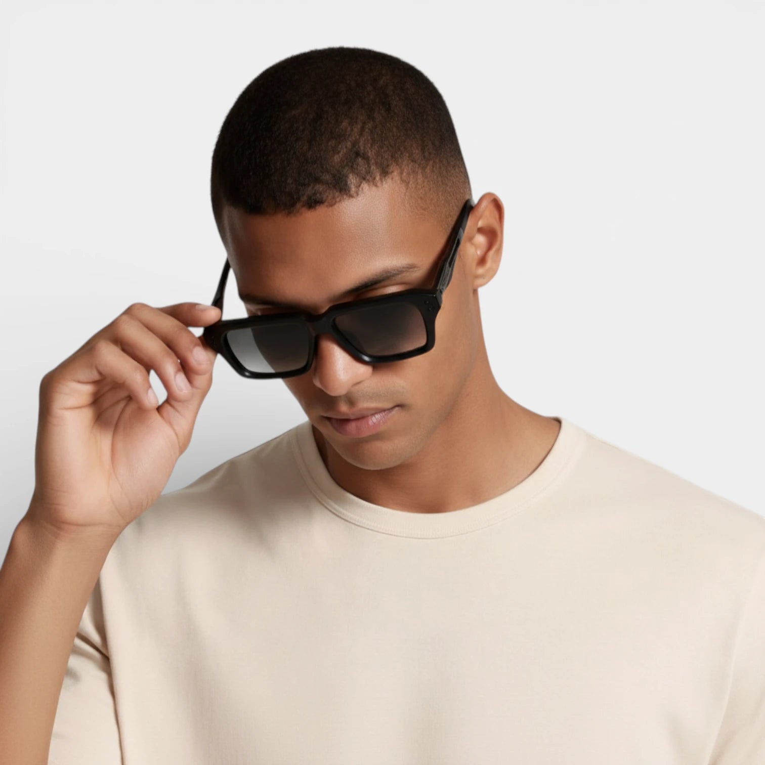 Square Frame Sunglasses Gold Detail for Men