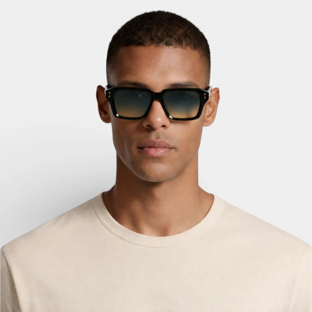 Square Frame Sunglasses Gold Detail for Men