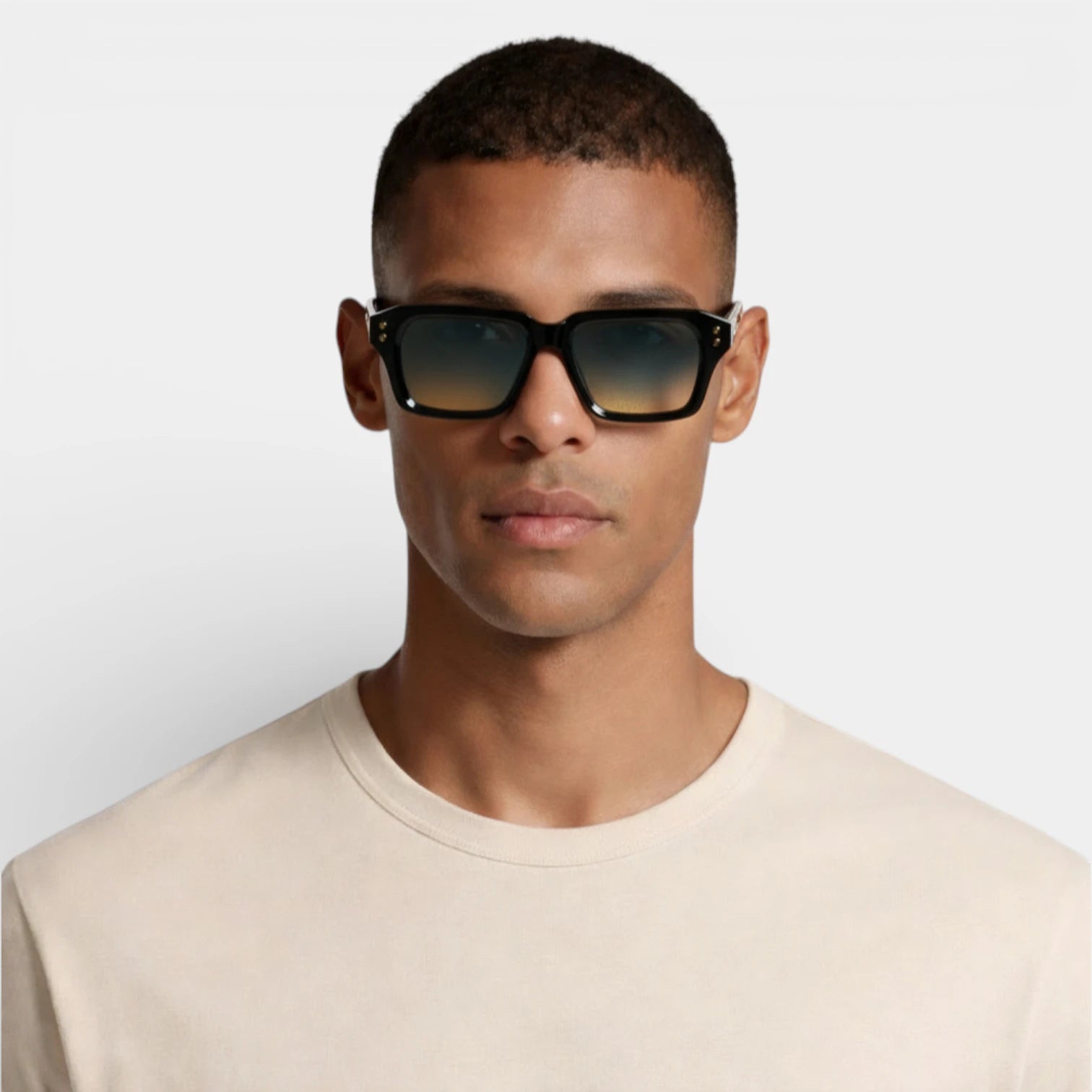 Square Frame Sunglasses Gold Detail for Men