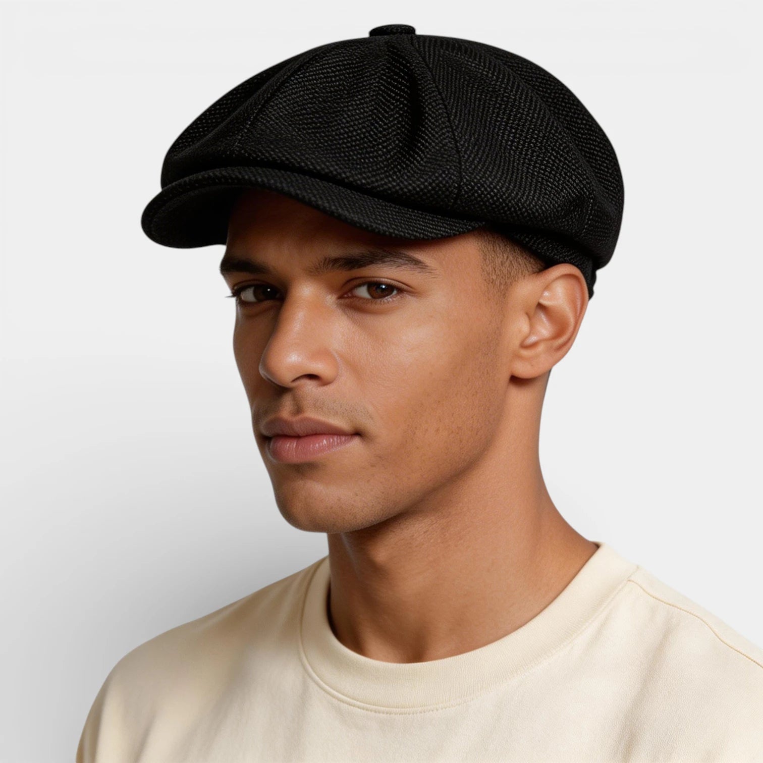 Textured Newsboy Cap Rounded Fit for Men