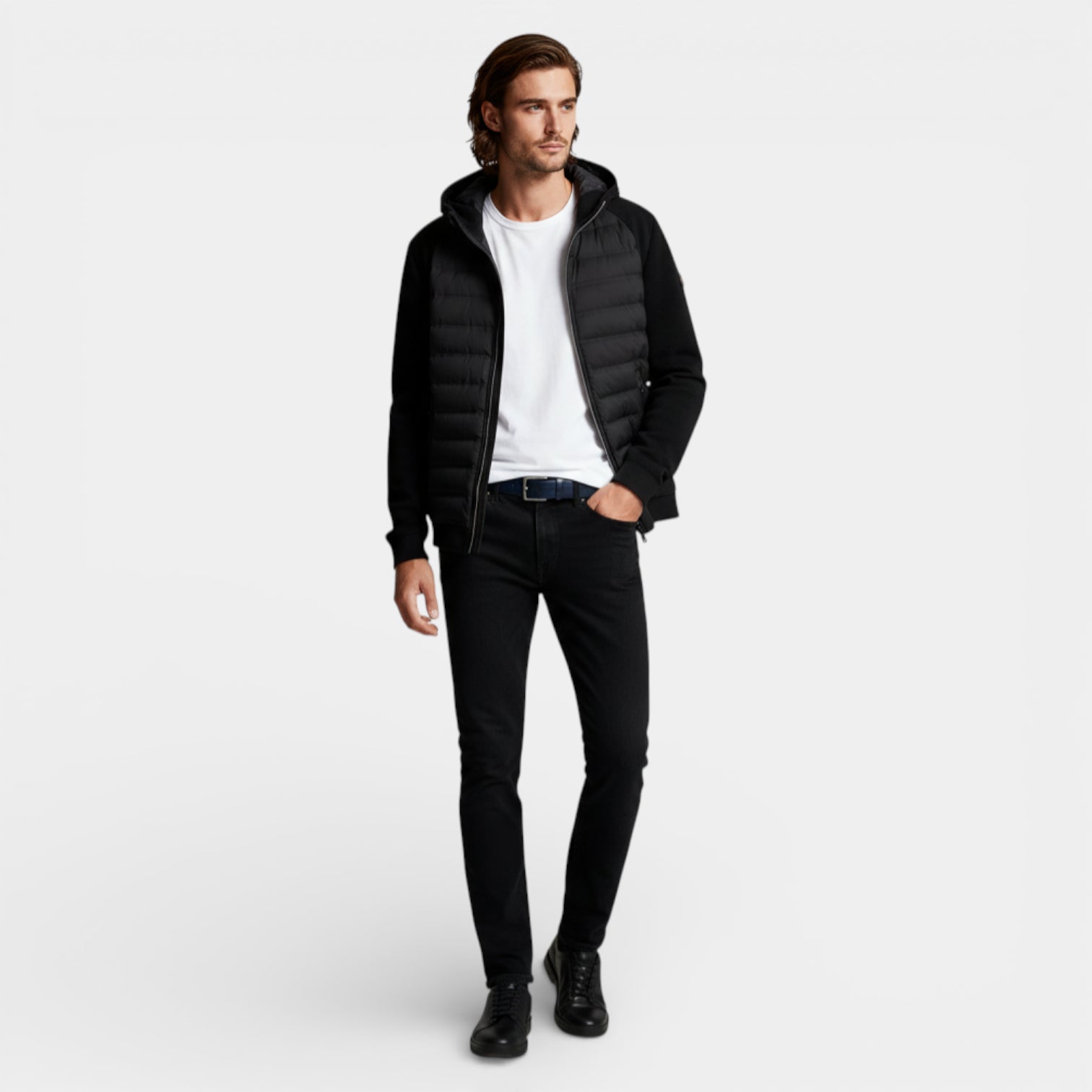 Quilted Hooded Zip-Up Bomber Jacket for Men