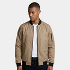 Slim Fit Zip-Up Bomber Jacket Ribbed for Men