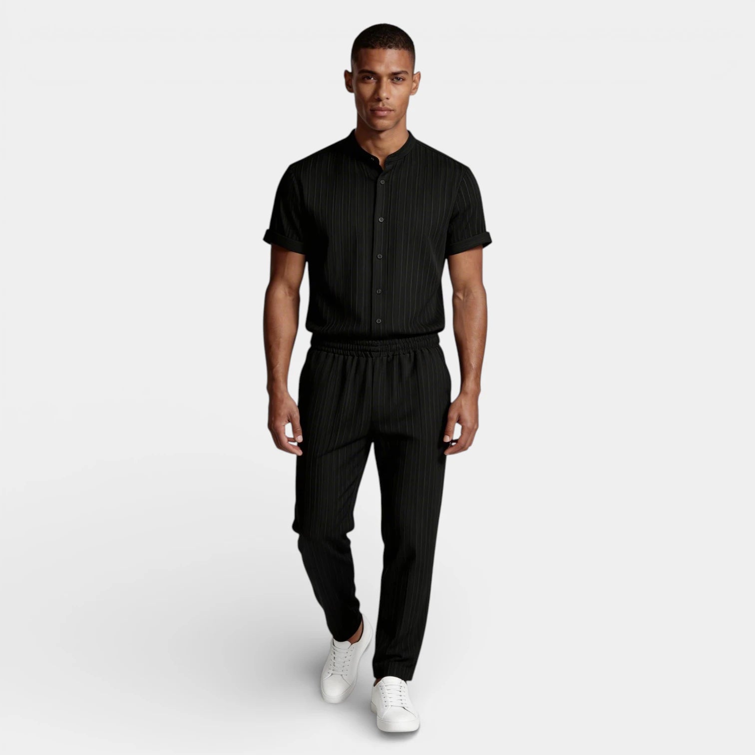 Button-Up Shirt Straight Leg Pants Two-Piece Set for Men