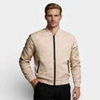 Geometric Pattern Zip-Up Bomber Jacket Regular Fit for Men