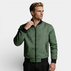 Geometric Pattern Zip-Up Bomber Jacket Regular Fit for Men