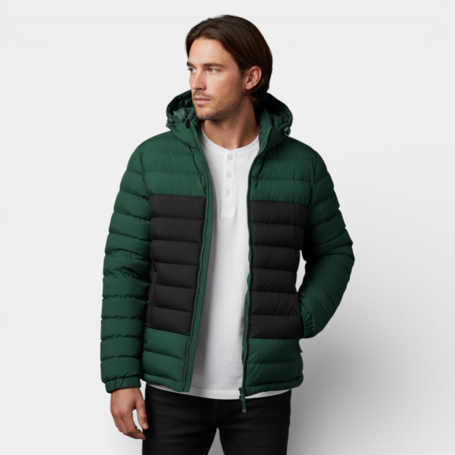 Lightweight Zip-Up Quilted Puffer Jacket for Men