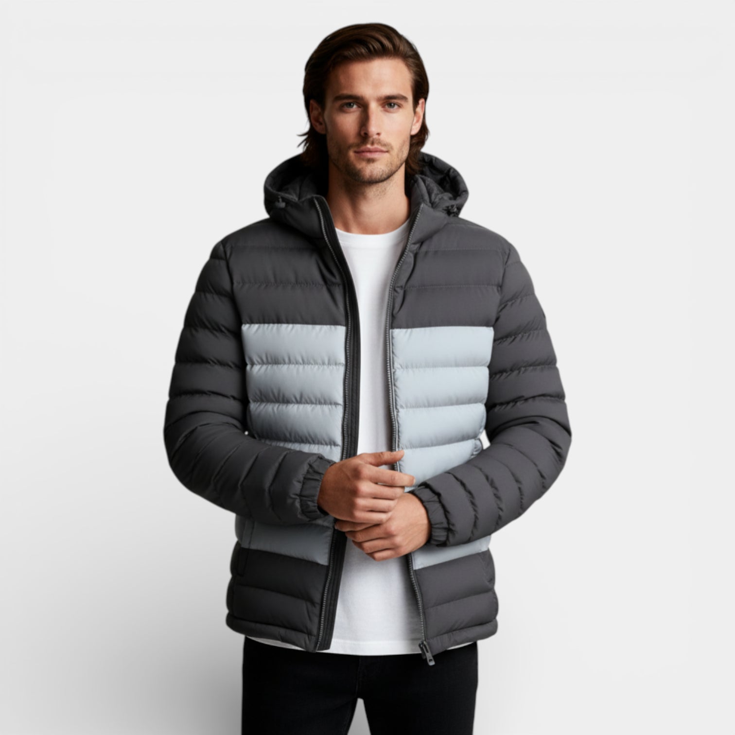Lightweight Zip-Up Quilted Puffer Jacket for Men