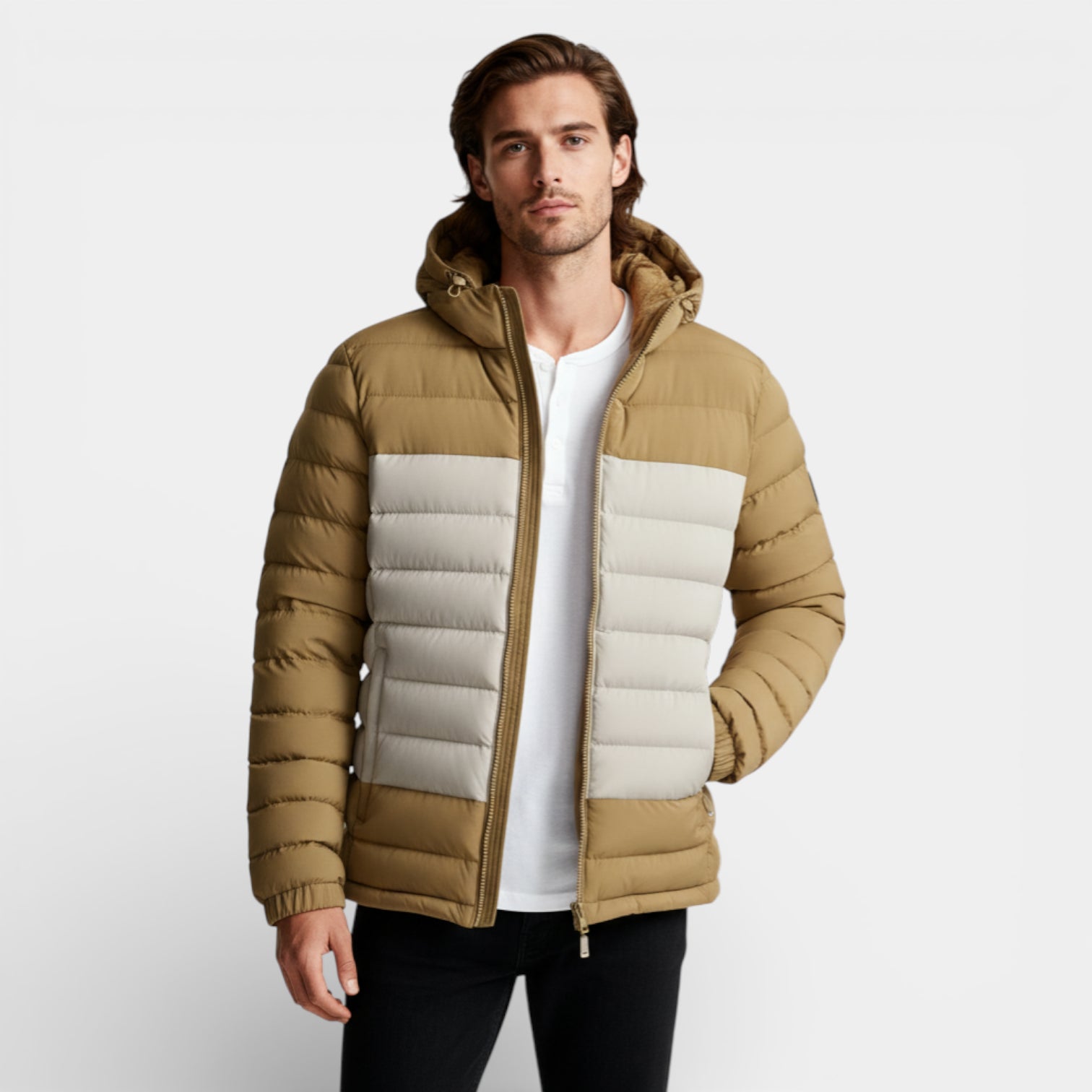 Lightweight Zip-Up Quilted Puffer Jacket for Men