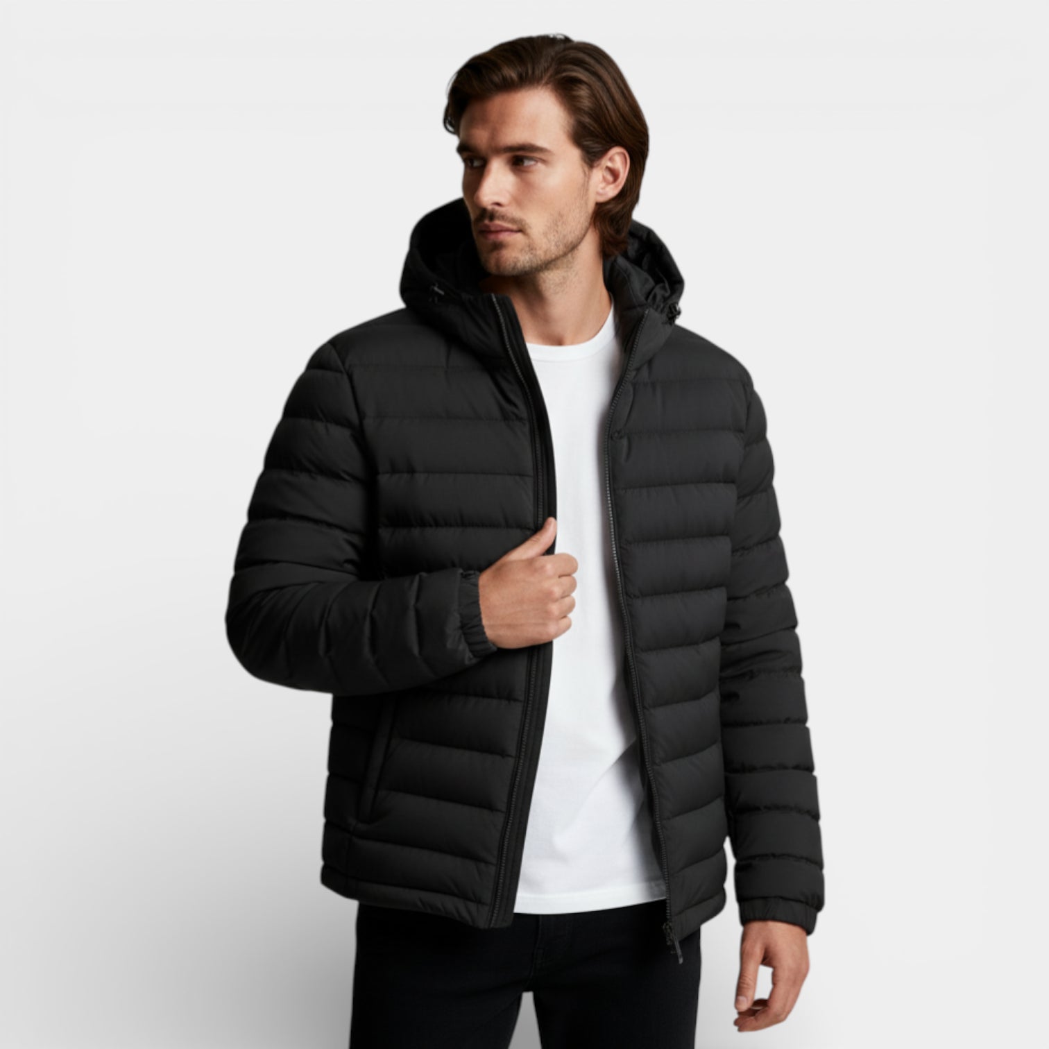 Lightweight Zip-Up Quilted Puffer Jacket for Men