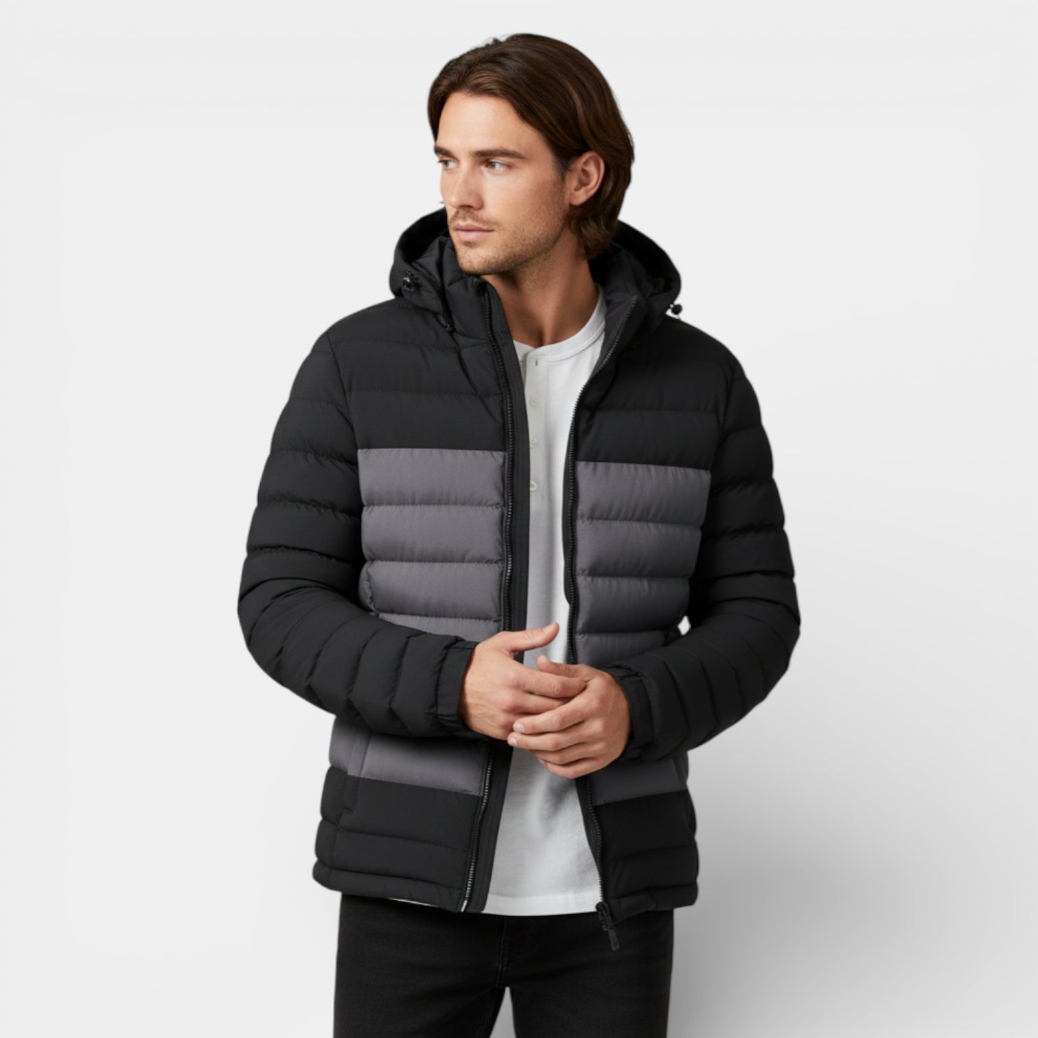 Lightweight Zip-Up Quilted Puffer Jacket for Men