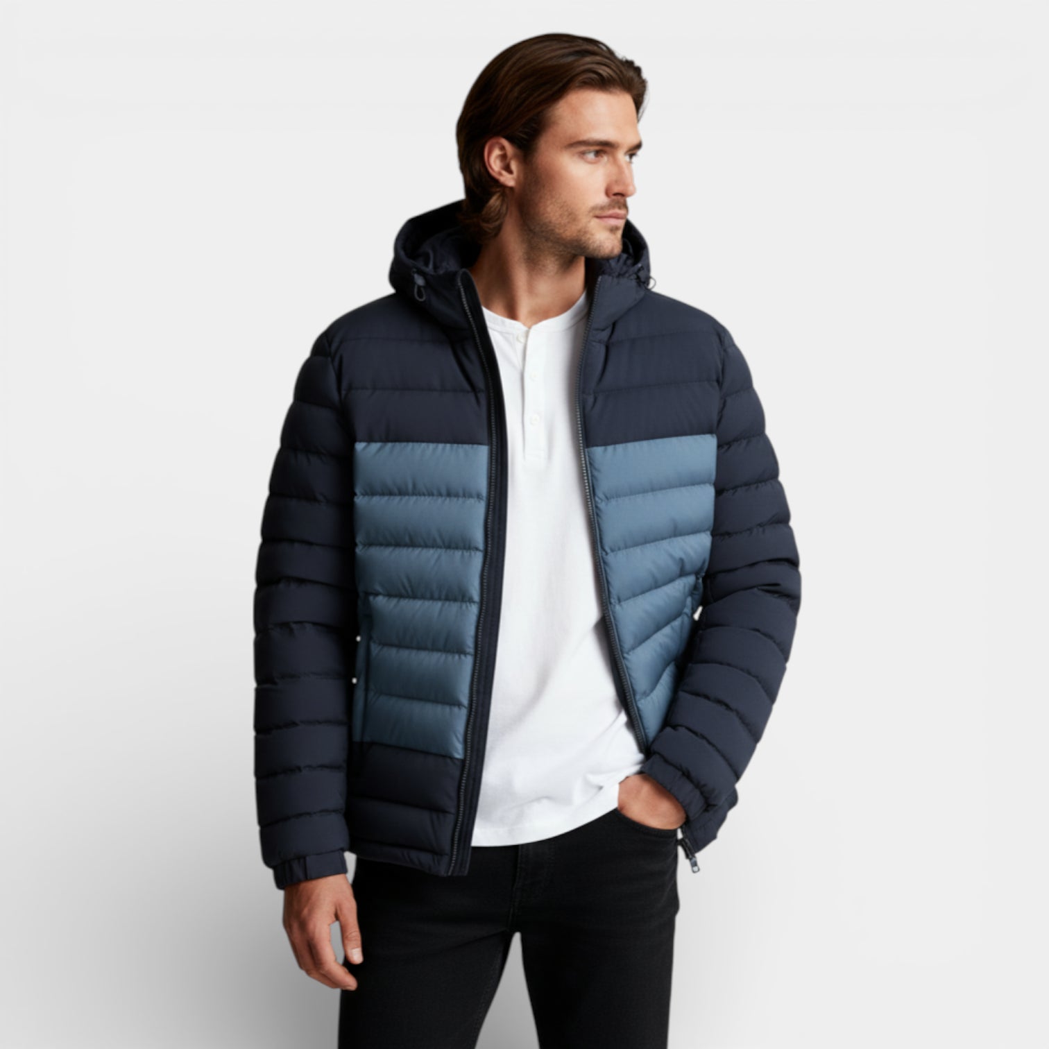 Lightweight Zip-Up Quilted Puffer Jacket for Men