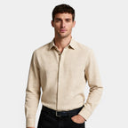 Textured Button-Up Shirt Spread Collar for Men