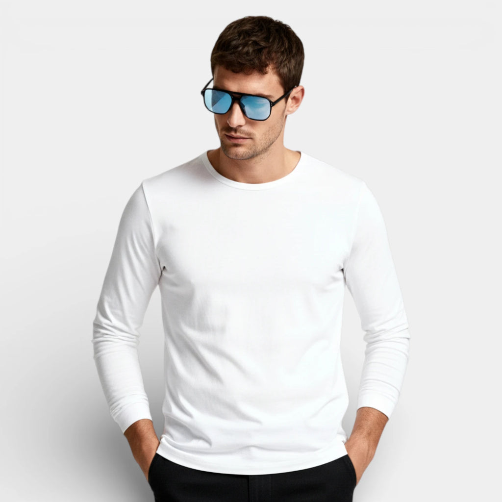 Square Aviator Sunglasses Double Bridge Black Frame for Men