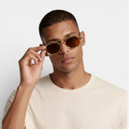 Geometric Metal Frame Sunglasses Double Bridge for Men
