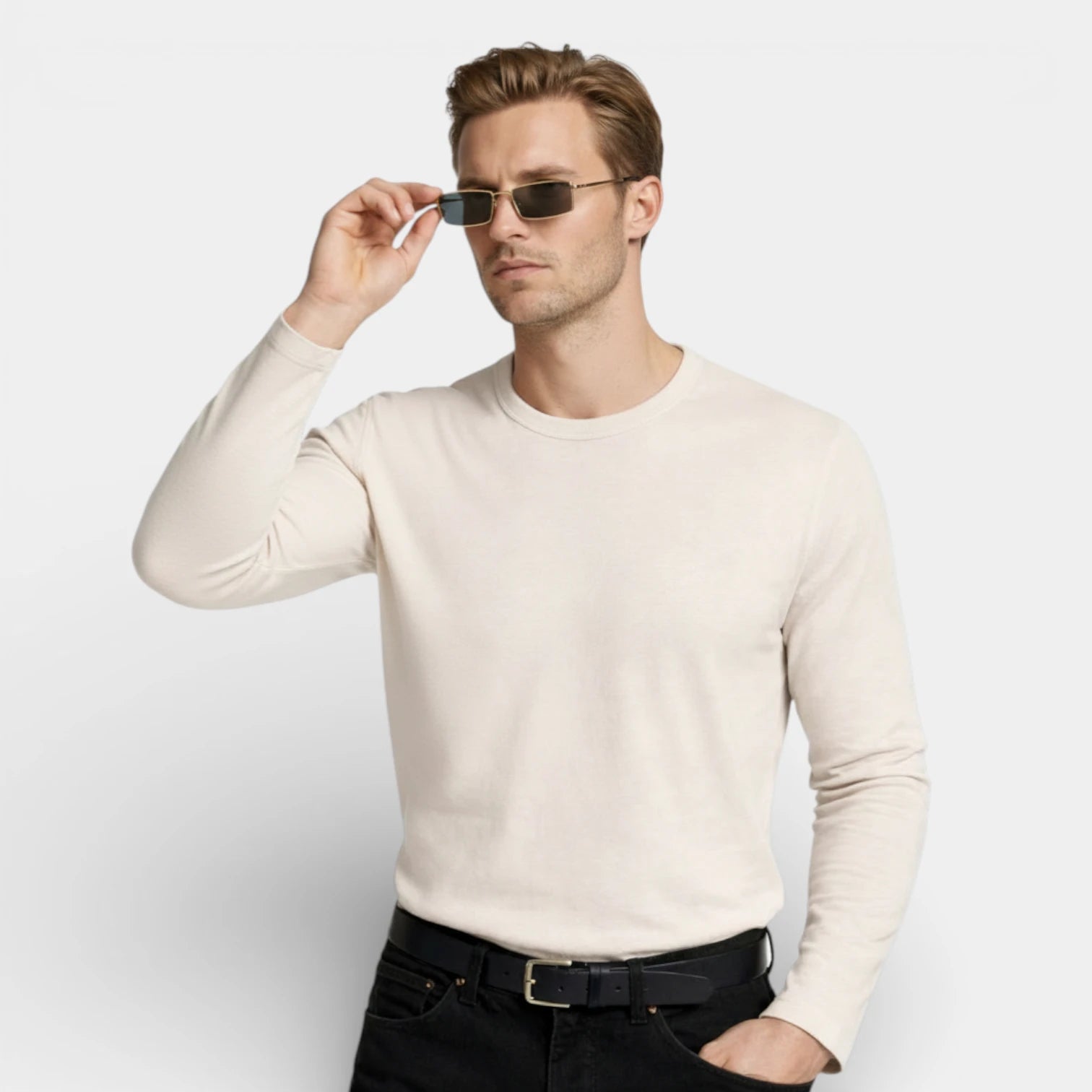 Rectangular Slim Metal Frame Sunglasses Tinted for Men