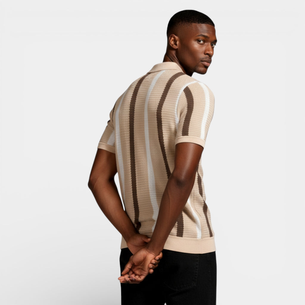 Striped Open Collar Polo Shirt Regular Fit for Men