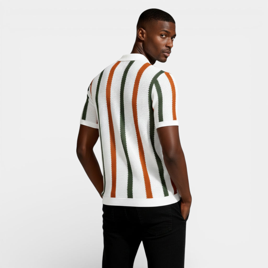 Striped Open Collar Polo Shirt Regular Fit for Men