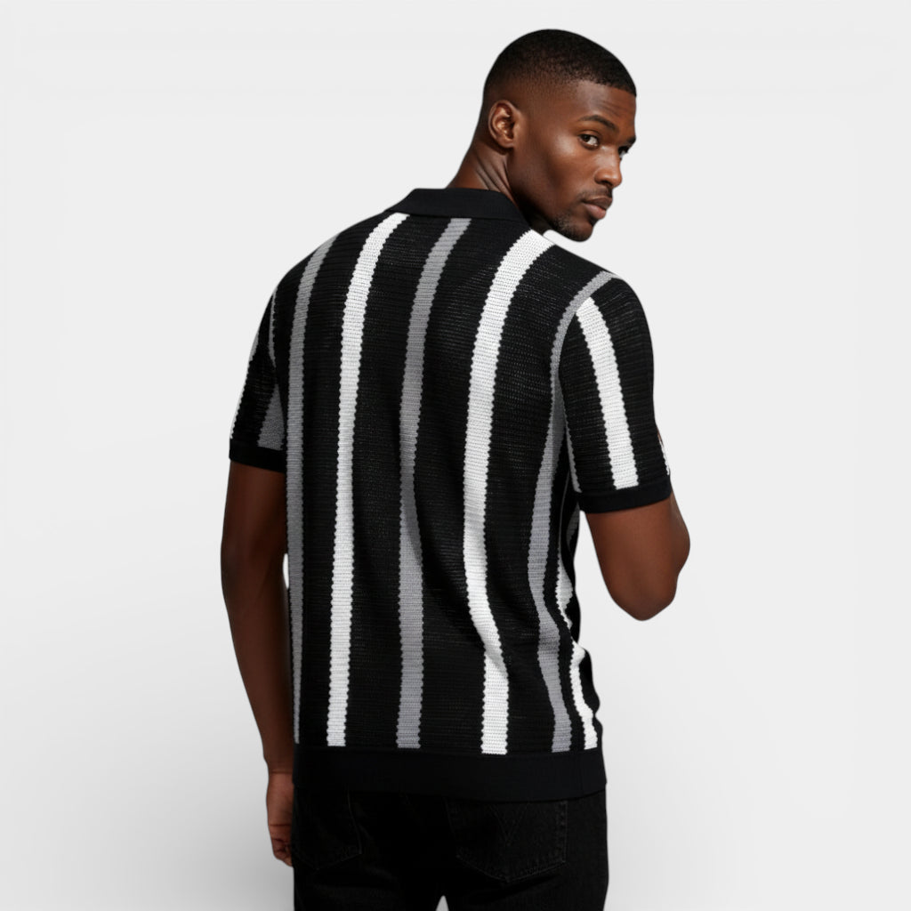 Striped Open Collar Polo Shirt Regular Fit for Men