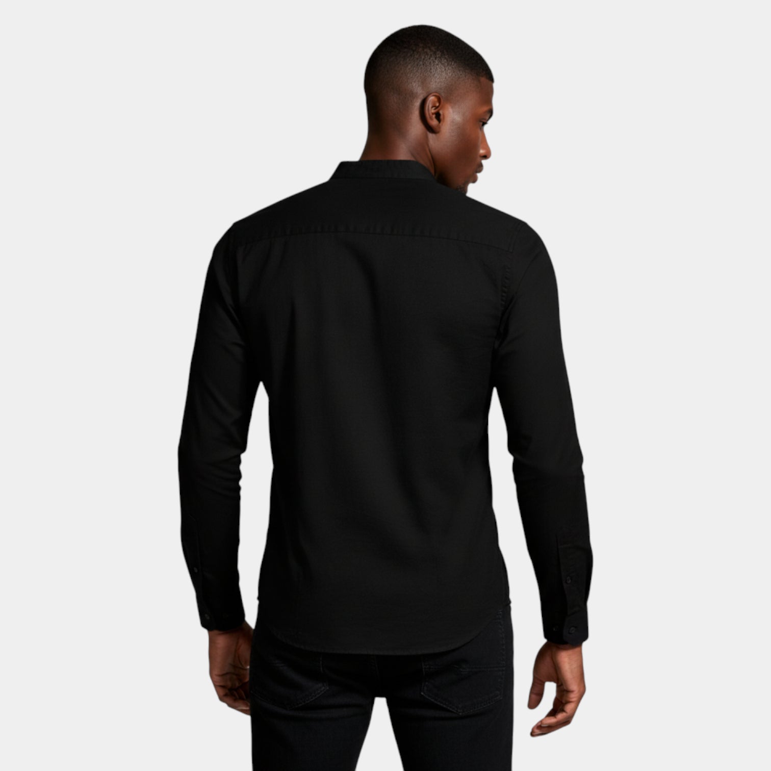 Band Collar Long Sleeve Shirt Slim Fit for Men