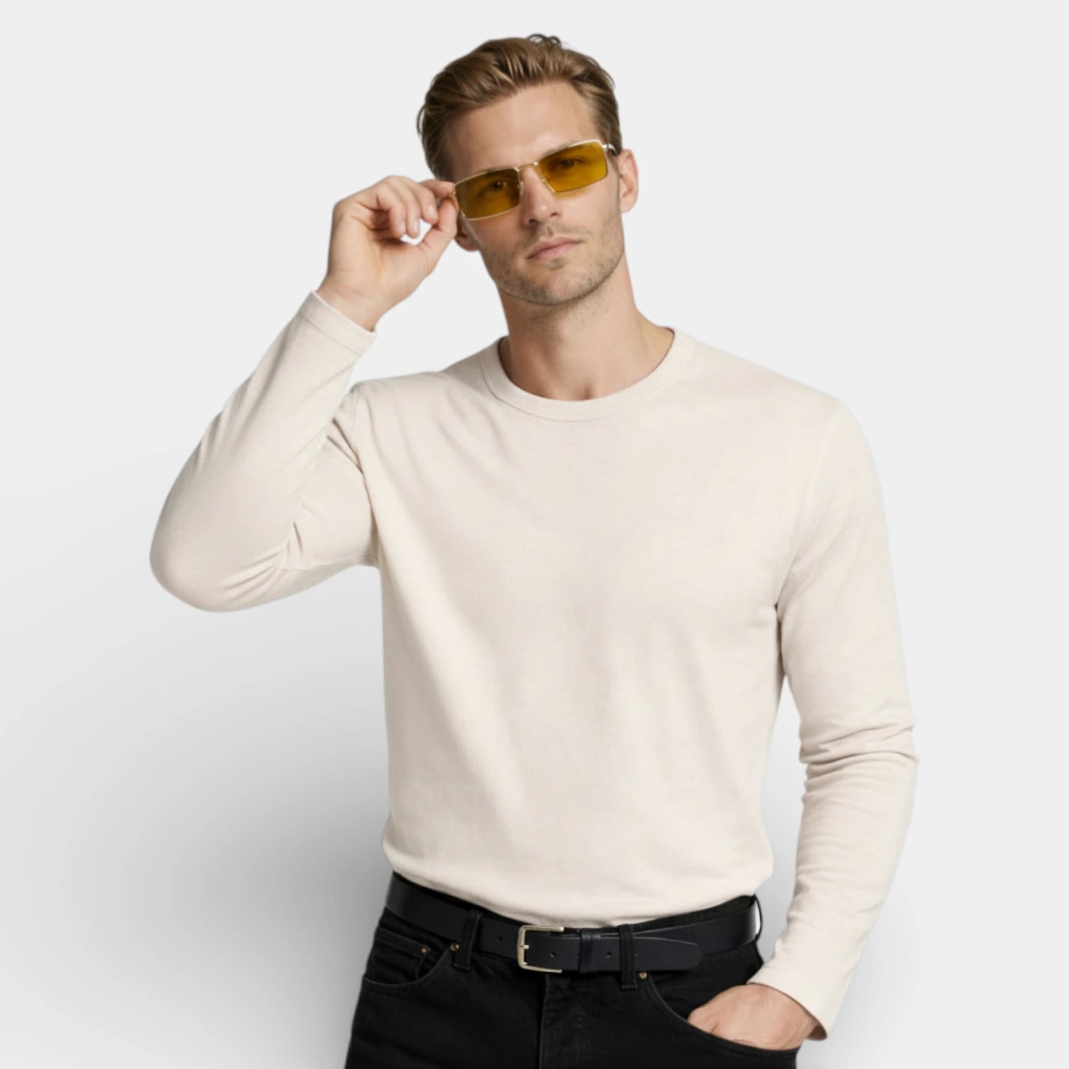Rectangular Slim Metal Frame Sunglasses Tinted for Men